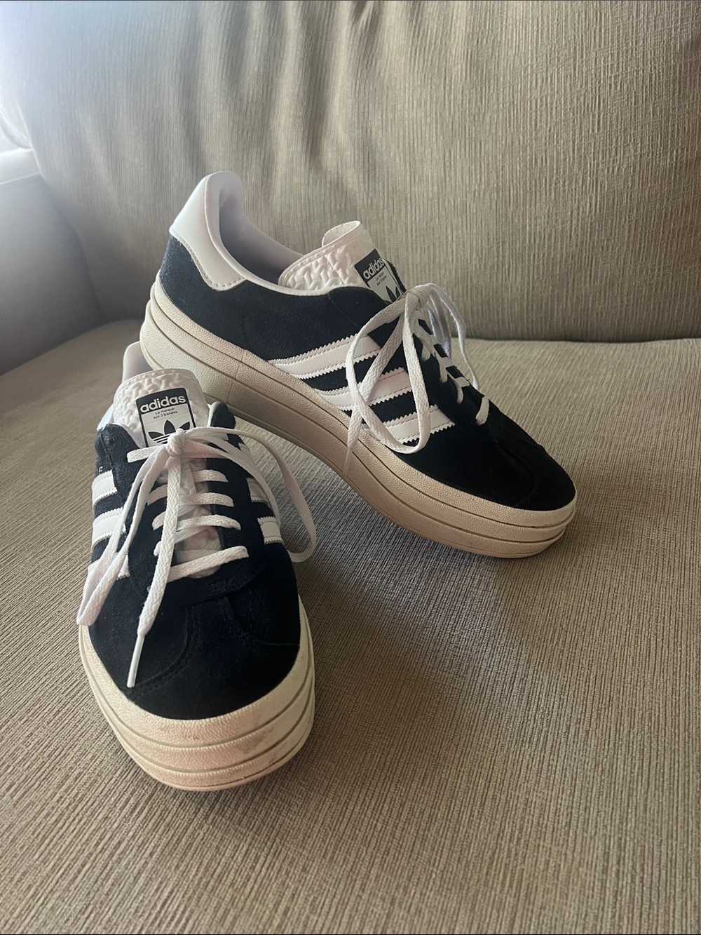 adidas Women's Black & White Platform Suede Sneakers